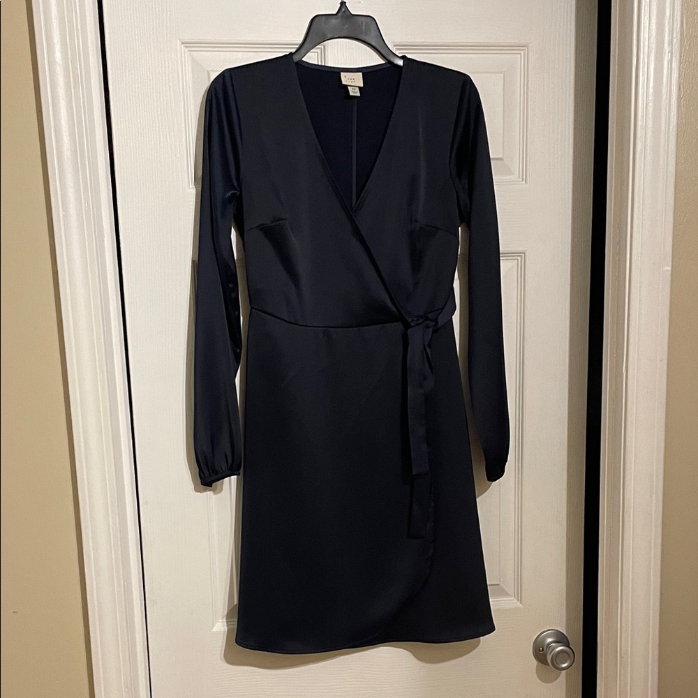 Elegant Navy Wrap Dress
